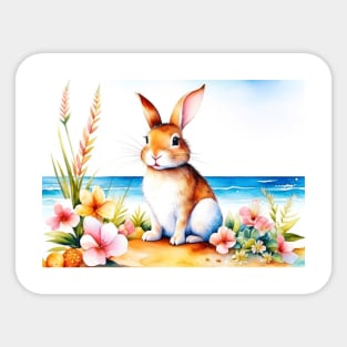 Watercolor Easter Bunny Beach Sticker